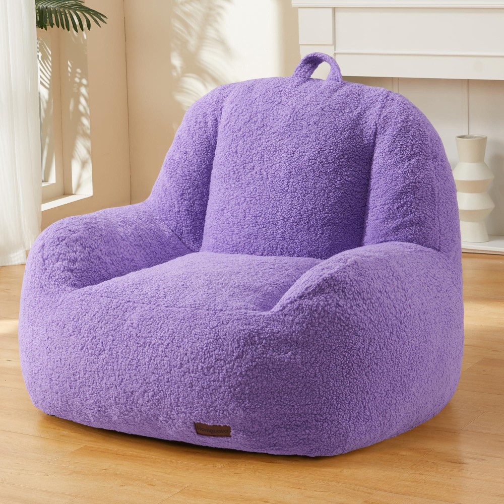 Homguava Bean Bag Chair Sherpa Bean Bag Lazy Sofa Beanbag Chairs For Adults With High Density Foam Filling Modern Accent Chairs