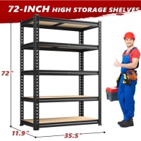 Reibii 2020Lbs Storage Shelves 5 Tier Garage Shelving Heavy Duty Adjustable Garage Shelves Utility Rack Shelf Shelving Units F