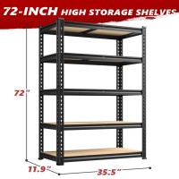 Reibii 2020Lbs Storage Shelves 5 Tier Garage Shelving Heavy Duty Adjustable Garage Shelves Utility Rack Shelf Shelving Units F