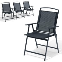 Crestlive Products Patio Folding Chairs Set Of 2 Outdoor Folding Chairs With Durable Rustresistant Frame And Breathable Textil