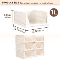 Ctsnslh 6 Pack Folding Closet Organizers Storage Box Stackable Storage Bins Plastic Drawer Basket Closet Storage For Wardrobe