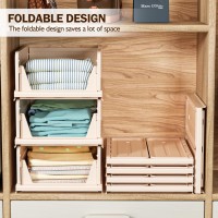 Ctsnslh 6 Pack Folding Closet Organizers Storage Box Stackable Storage Bins Plastic Drawer Basket Closet Storage For Wardrobe