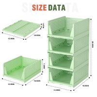 Closet Organizer 4 Pack Stackable Storage Bins For Closet Shelves Plastic Storage Drawers Basket Weekly Clothes Organizer For