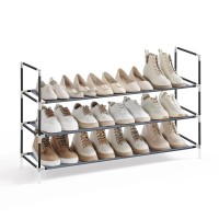 Songmics 3Tier Shoe Rack Shoe Storage For Hallway Closet Slim And Spacesaving Metal Frame Nonwoven Fabric Shelves Dove G