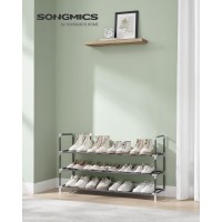 Songmics 3Tier Shoe Rack Shoe Storage For Hallway Closet Slim And Spacesaving Metal Frame Nonwoven Fabric Shelves Dove G