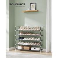 Songmics 5Tier Shoe Rack Shoe Storage For Hallway Closet Slim And Spacesaving Metal Frame Nonwoven Fabric Shelves Dove G