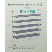 Songmics 5Tier Shoe Rack Shoe Storage For Hallway Closet Slim And Spacesaving Metal Frame Nonwoven Fabric Shelves Dove G