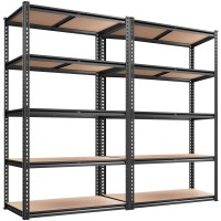 Reibii 3555W X 72H X 16D Storage Shelves 72H Garage Shelving Heavy Duty 2020Lbs 5 Tier Adjustable Metal Shelving Unit F