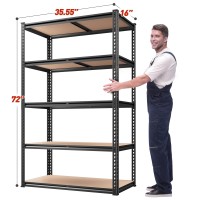 Reibii 3555W X 72H X 16D Storage Shelves 72H Garage Shelving Heavy Duty 2020Lbs 5 Tier Adjustable Metal Shelving Unit F