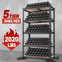 Reibii 3555W X 72H X 16D Storage Shelves 72H Garage Shelving Heavy Duty 2020Lbs 5 Tier Adjustable Metal Shelving Unit F