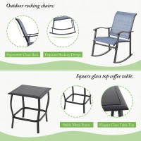 Shintenchi Rocking Chair Outdoor With Table 3 Piece Rocking Patio Bistro Set Outdoor Furniture Set With Metal Frame And Textil