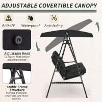 Aecojoy Outdoor Patio Swing Chair For Adults 2Seat Porch Swings With Adjustable Canopy Outside Swing Bench With Removable Cus