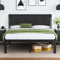 Feonase Queen Size Metal Bed Frame With Faux Leather Button Tufted Headboard Platform Bed Frame With Heavy Duty Metal Slats 12