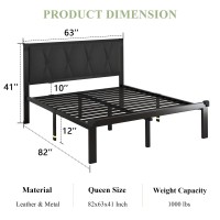 Feonase Queen Size Metal Bed Frame With Faux Leather Button Tufted Headboard Platform Bed Frame With Heavy Duty Metal Slats 12