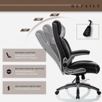 Colamy Executive Office Ergonomic Chair With Thick Bonded Leather Flipup Armrests High Back Adjustable Height And Tilt For Wo