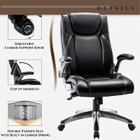 Colamy Executive Office Ergonomic Chair With Thick Bonded Leather Flipup Armrests High Back Adjustable Height And Tilt For Wo