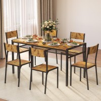 Gizoon Dining Table Set For 6 With Chairs 7Piece Kitchen Table Set For Small Space Apartment Kitchen Dining Room Spacesav