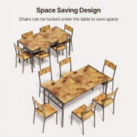 Gizoon Dining Table Set For 6 With Chairs 7Piece Kitchen Table Set For Small Space Apartment Kitchen Dining Room Spacesav