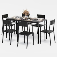 Gizoon Dining Table Set For 6 With Chairs 7Piece Kitchen Table Set For Small Space Apartment Kitchen Dining Room Spacesav