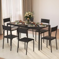 Gizoon Dining Table Set For 6 With Chairs 7Piece Kitchen Table Set For Small Space Apartment Kitchen Dining Room Spacesav