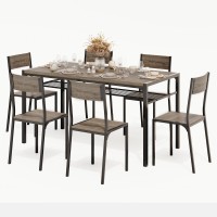 Gizoon Dining Table Set For 6 With Chairs 7Piece Kitchen Table Set For Small Space Apartment Kitchen Dining Room Spacesav