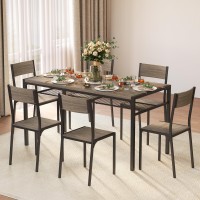 Gizoon Dining Table Set For 6 With Chairs 7Piece Kitchen Table Set For Small Space Apartment Kitchen Dining Room Spacesav