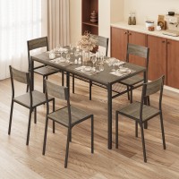 Gizoon Dining Table Set For 6 With Chairs 7Piece Kitchen Table Set For Small Space Apartment Kitchen Dining Room Spacesav