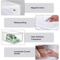 Attelite Upgrade 12Pack Shoe Box Storage Containers Thicken Sturdy Clear Stackable Plastic Shoe Organizer Box With Magnetic Door