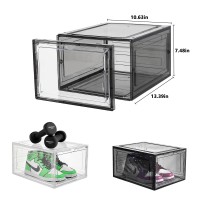 Attelite Upgrade 12Pack Shoe Box Storage Containers Thicken Sturdy Clear Stackable Plastic Shoe Organizer Box With Magnetic Door