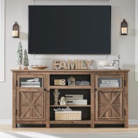 Jxqtlingmu Farmhouse Tv Stand For 75 Inch Tv Entertainment Center With Storage Modern Tv Cabinet With Barn Doors 66 Rustic