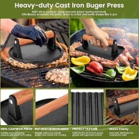 Whaleme Burger Press Blackstone 7 Round Heavyduty Cast Iron Smash Meat Steak With Wooden Handle For Blackstone Griddle Ide