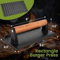 Burger Press Blackstone 83 X43 Rectangle Heavyduty Cast Iron Smash Burger Press Griddle Accessories With Heat Resistant