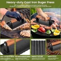 Burger Press Blackstone 83 X43 Rectangle Heavyduty Cast Iron Smash Burger Press Griddle Accessories With Heat Resistant