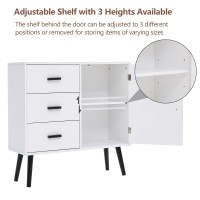 Storage Cabinet With 3 Drawers Accent Cabinet With Adjustable Shelf Entryway Cabinet For Living Room Entryway White