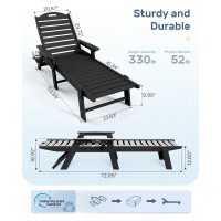 Lounge Chair Outdoor Oversized Chaise Lounge Chair With 5 Positions Hdpe Patio Lounge Chair With Wheels Cup Holder For Pool