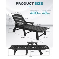 Lounge Chair Outdoor Oversized Chaise Lounge Chair With 5 Positions Hdpe Patio Lounge Chair With Wheels Cup Holder For Pool