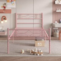 Vecelo 14 Twin Size Metal Platform Bed Frame With Headboard Premium Steel Slat Support No Box Spring Needed Noisefree Antisl