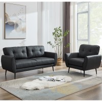 Tyboatle Sofa Couch 61 Small Loveseat Couches For Living Room Leather Couch Mid Century Modern Tufted Mini Sofa Comfy Office 2