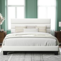 Allewie King Size Platform Bed Frame With Velvet Upholstered Headboard And Wooden Slats Support Fully Upholstered Mattress Foun