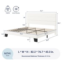 Allewie King Size Platform Bed Frame With Velvet Upholstered Headboard And Wooden Slats Support Fully Upholstered Mattress Foun