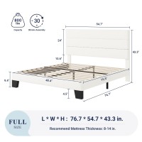 Allewie Full Size Platform Bed Frame With Velvet Upholstered Headboard And Wooden Slats Support Fully Upholstered Mattress Foun