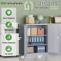 Greenvelly Metal Storage Cabinet 42 Lockable Storage Cabinet With Doors And Adjustable Shelves Locking File Cabinet For Garag