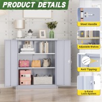 Greenvelly Metal Storage Cabinet 42 Lockable Storage Cabinet With Doors And Adjustable Shelves Locking File Cabinet For Garag