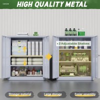 Greenvelly Metal Storage Cabinet 42 Lockable Storage Cabinet With Doors And Adjustable Shelves Locking File Cabinet For Garag