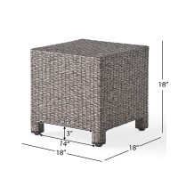 Rpuzonier Wicker Rattan Side Table Patio Wicker Table  Outdoor Square Rattan Coffee Table End Table For Patio Porch Lawn  No Assembly Required (I-Gray)