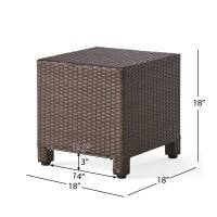 Rpuzonier Wicker Rattan Side Table Patio Wicker Table  Outdoor Square Rattan Coffee Table End Table For Patio Porch Lawn  No Assembly Required (I-Brown)