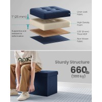 Songmics Storage Ottoman Foldable Storage Bench 15 X 30 X 15 Inches Flipping Lid 660 Lb Load Capacity For Entryway Living