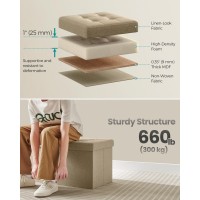 Songmics Storage Ottoman Foldable Storage Bench 15 X 30 X 15 Inches Flipping Lid 660 Lb Load Capacity For Entryway Living