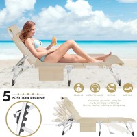 Aboron Patio Lounge Chair 3In1 Folding Heavy Duty 500Lb Loading Chaise Chair Adjustable Portable Chair For Home Garden Beach O