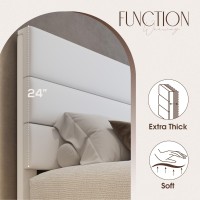 Weeway Full Size Bed Frame Platform Bed With Velvet Upholstered Headboard And Wooden Slats Support Heavy Duty Mattress Foundati